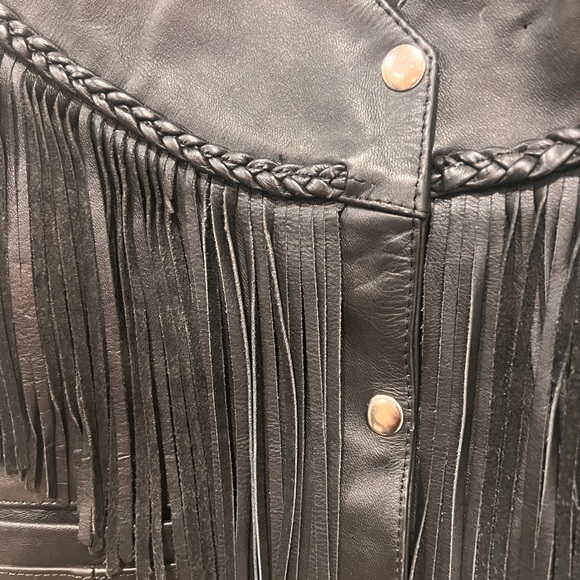 Harley-Davidson Black Leather Fringe Vest – Antelope Creek – Size M - Picture 4 of 13